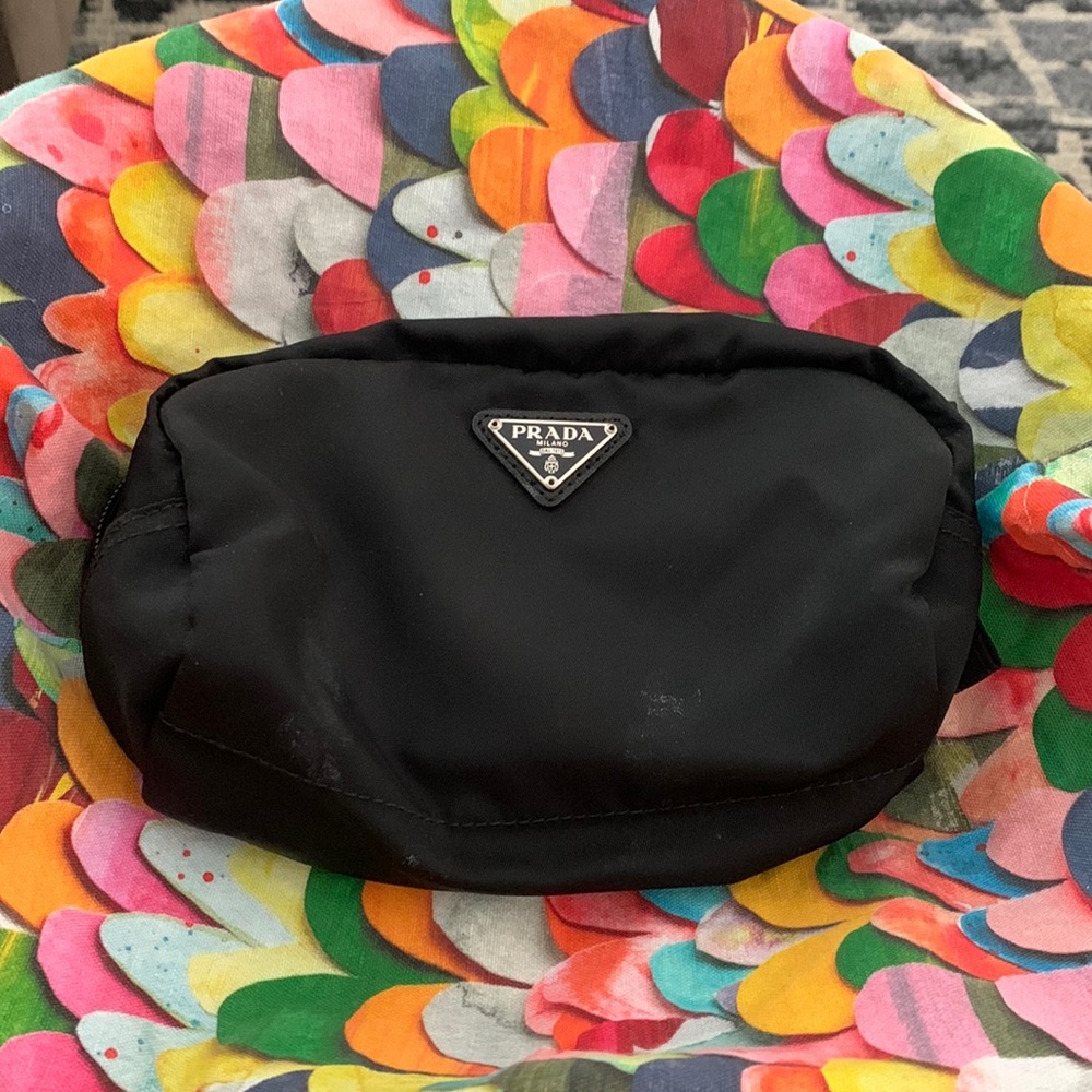Prada black small makeup bag